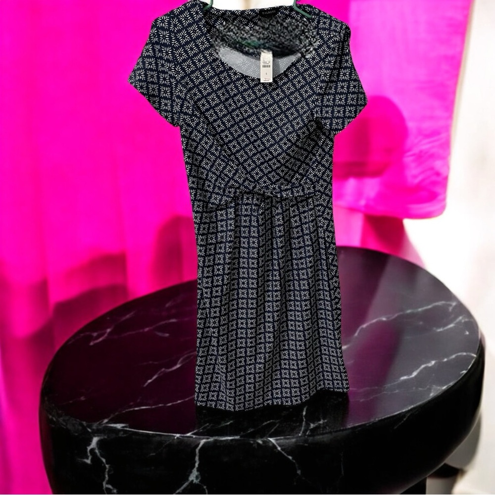 Talbots Dress New w/Tags Knee Length Gathered at Waist Navy/White Size Small